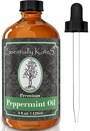 Peppermint Essential Oil 4 oz. with Detailed User's Guide E-Book and Glass Dropper by Essentially KateS.