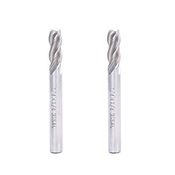 In-tool-home 1/4" X 1/4" HSS 4 Flute Straight End Mills Cutter Drill Bit Pack of 2