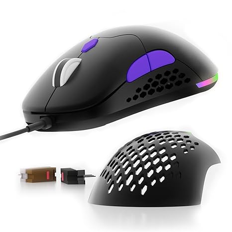 Kreo Chimera RGB USB Wired Gaming Mouse with Hot-swappable Switches and 7 Programmable Buttons | Swappable Shells and Switches Included | Adjustable DPI Upto 12400 | Lightweight and Durable (Wired)