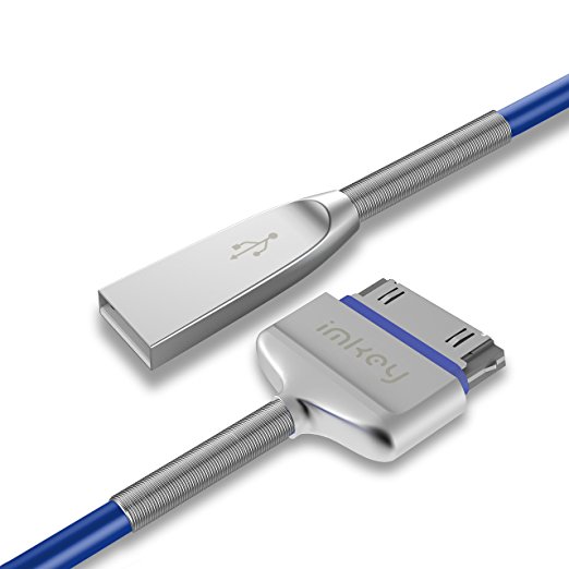 Samsung Galaxy Tab Cable, IMKEY Premium 6.5 Feet Zinc-Alloy Spring USB to 30 Pin Sync Data Fast Charging Cable For Samsung-Galaxy Tab 2 10.1" 7.0" 7.7" 8".9" (Blue)