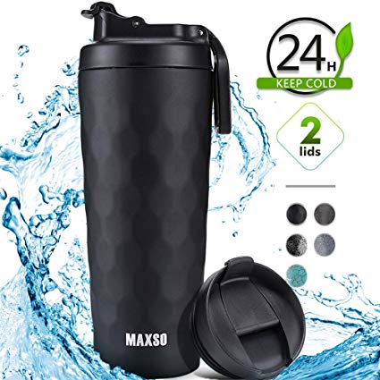 Stainless Steel Travel Mug, 20 oz Tumbler with 2 Lids Spill-Proof, Double Wall Vacuum Insulated Thermos Water Bottle Tea Coffee Flask, Keeps Drinks Hot or Ice Cold