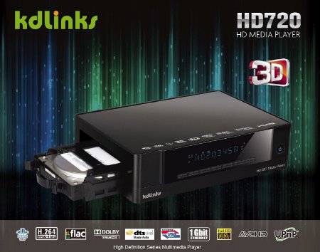 KDLINKS HD720 Extreme FULL HD 1080P 3D Media Player with Internal HDD Bay Gigabit Network Built-In Wifi