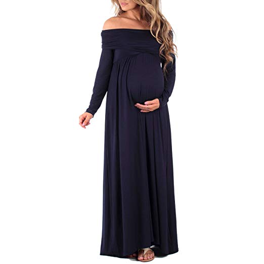 Womens Cowl Neck and Over The Shoulder Maternity Dress