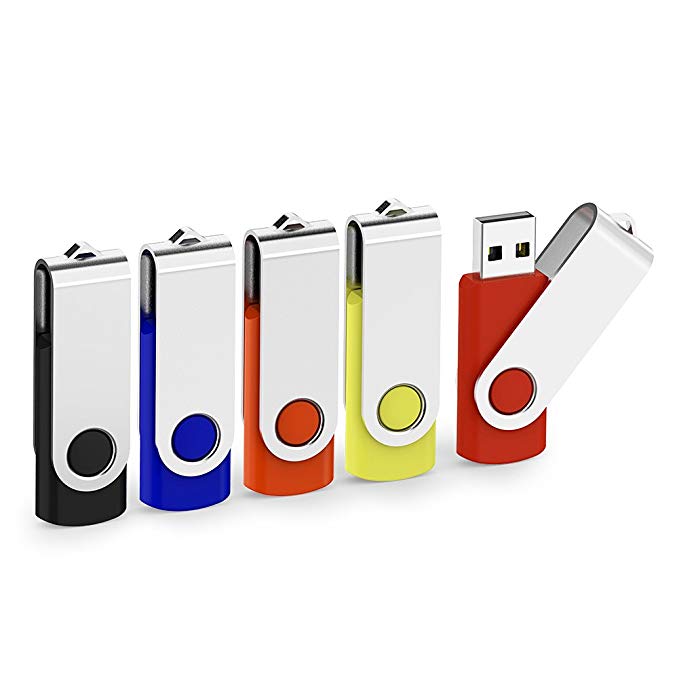 KEXIN 5 Pack 32GB USB 2.0 Flash Drive Bulk Drives Memory Stick Thumb Drives Pen Drives Zip Drives 5 Color Black Blue Red Yellow Orange