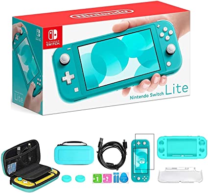 Nintendo Switch Lite, Turquoise Handheld Game Console, 5.5" Touchscreen Display 1280x720, Built-in Control Pad, Speakers, Bundled with TSBEAU Carrying Bag Accessories Kit