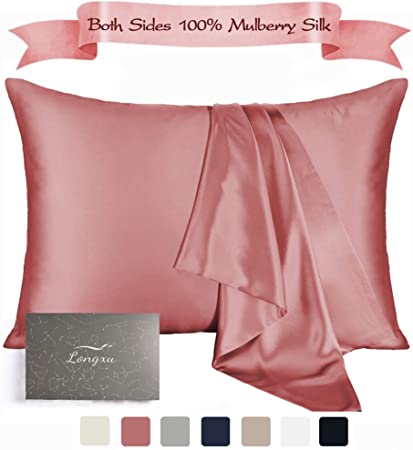 Longxu Silk Pillowcase Gift for Women,1 Pack Mulberry Silk Pillowcase for Hair and Skin and Stay Comfortable and Breathable During Sleep.