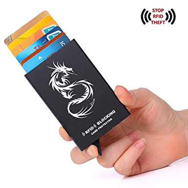 Zg Credit Card Holder RFID Blocking, Metal Wallet Automatic Pop-Up Sliding, Aluminum Wallet with Money Clip, Minimalist Wallet with Cool Logo Engraved by Laser