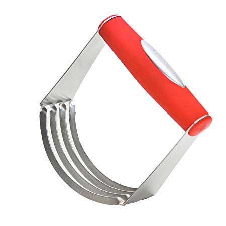 ISSIKI Kitchen Pastry Cutter Red Stainless Steel - Professional Baking Dough Blender with Blades