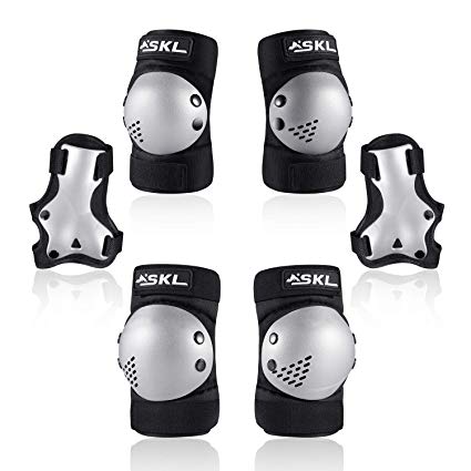 SKL Kids/Youth Knee Pads Set, Knee Pad Elbow Pads Guards Protective Gear Set for Skateboard, Cycling, BMX Bike,Rollerblade Roller Skates, Inline Skatings, Scooter Riding Sports