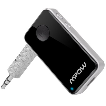 New Version Mpow Streambot Mini Wireless Bluetooth 40 Audio Music Streaming Receiver Adapter with 35 mm Stereo Output and Hands Free Calling for Car