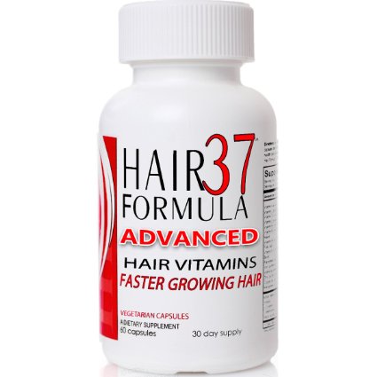 Hair Formula 37 Advanced - 60 Vegetarian Capsules  1 Month Supply Fast Hair Growth Vitamins Healthy New Look Faster Shipping Is Quick Skin and Nails Too