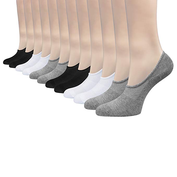 Womens 6 Pack No Show Socks Low Cut Cotton Non Slip Casual Thin Ankle Socks With Mesh