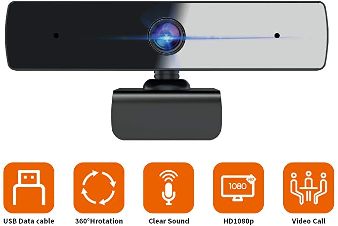 Webcam with Microphone, 1080P HD Web Camera for Computer (30fps), Plug & Play USB Webcam, Built-in Dual Mic, Multi-Compatible, for Video Conferencing, Recording, and Streaming