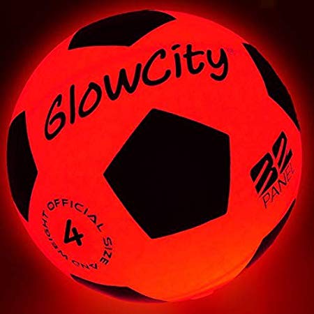 GlowCity Light Up LED Soccer Ball-Size 4 Blazing Red Edition Glows in The Dark with Hi-Bright LED's