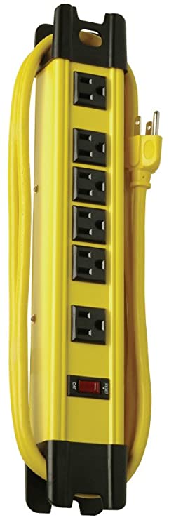 Coleman Cable 04657 6-Outlet Metal Power Strip, Heavy Duty Design, with 15-Feet