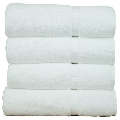 Bare Cotton Luxury Hotel and Spa Towel 100 Genuine Turkish Bath Towels Dobby Border White Set of 4