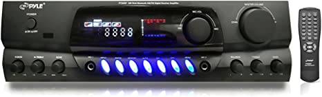 200W Digital Bluetooth AM/FM Receiver - Power Amplifier Stereo Receiver w/ Radio Tuner, RCA, AUX for iPod, MP3, CD DVD Player, 2 MIC Input w/ Echo for Karaoke, Home Audio Entertainment - Pyle PT265BT