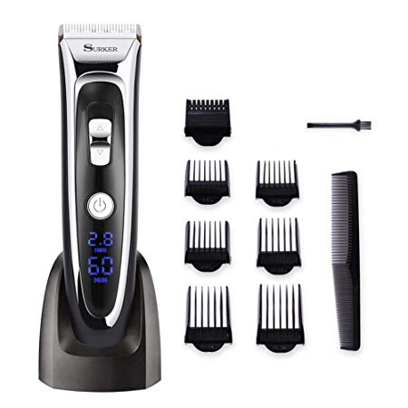 Surker Model RFC-688B Electric Foil Hair Trimmer for Men with Clean & Charge Station, Electric Men's Women’s Hair Clippers Cutter Clippers Shavers, Cordless Shaving System