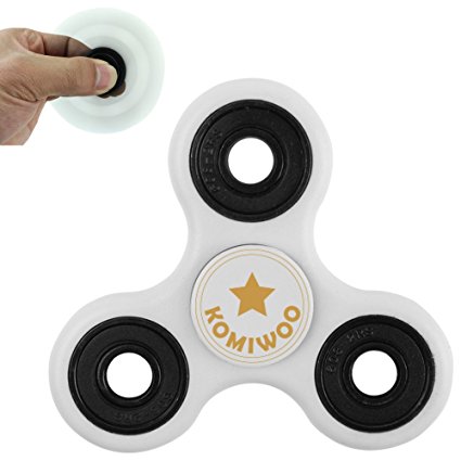 KOMIWOO 3 Mins Tri-Spinner Fidget Toy, [3D Figit] High Speed Si3N4 Ceramic Bearing EDC Focus Toys Hand Spinner for Kids & Adults - Best Stress Reducer Relieves ADHD Anxiety and Boredom, Spins 3 Mins