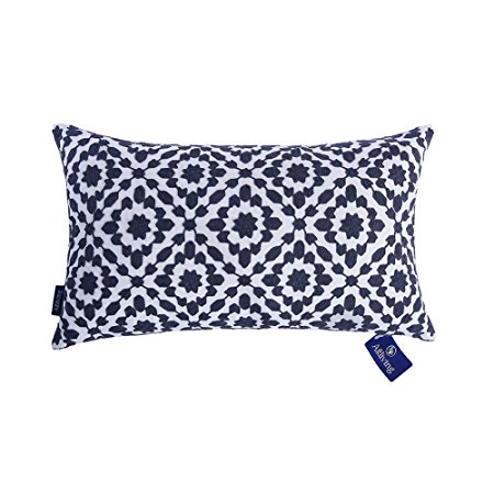 Aitliving Decorative Throw Pillow Covers 1 pc Cotton Canvas Trellis Embroidery Mina Lumbar Pillowcase Cushion Cover Slate Blue 12x20 inches(30x50cm)