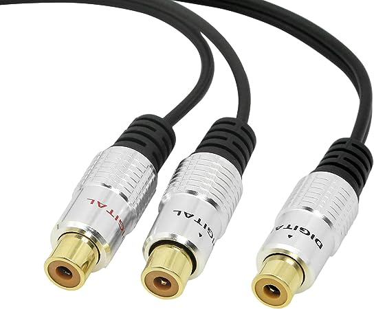 SinLoon RCA Video Audio Y-Splitter Cable,Premium Aluminium Alloy Single 1-RCA Female to Dual 2 RCA Female Digital Coaxial Splitter Gold Plated Adapter Audio Cable(RCA/F-2F)