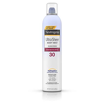 Neutrogena Ultra Sheer Body Mist Sunscreen Spray Spf 30 With Helioplex Technology For Uva/Uvb Broad Spectrum Sun Protection, 8 Fluid Ounce