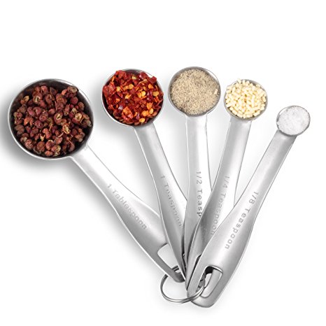 Koolife 5-Piece 18/8 Stainless Steel Measuring Spoon Set,Measuring Dry and Liquid Ingredients