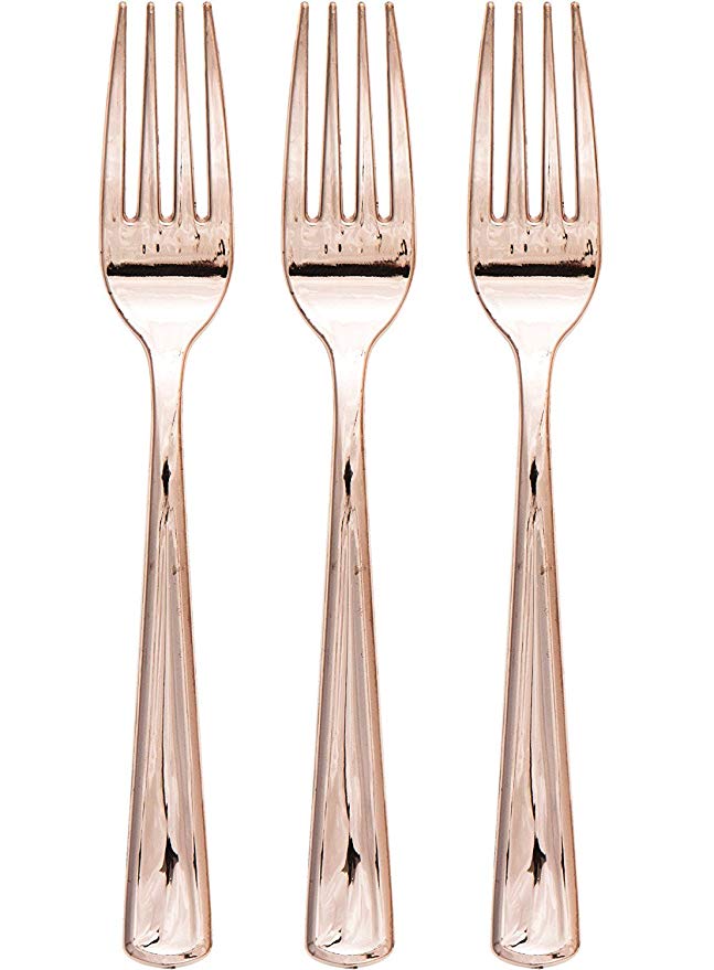 Creative Converting 315135 Metallic Plastic Forks, Rose Gold (48 Count)