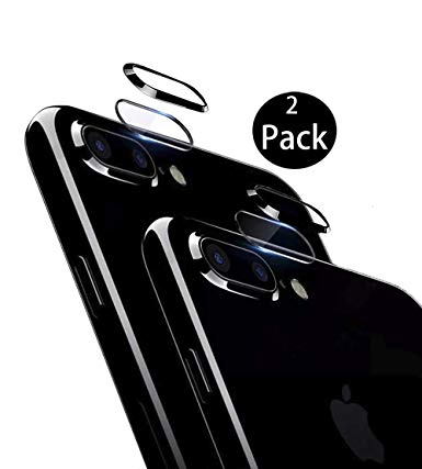[2 Pack] Tempered-Glass Camera Protector for iPhone 7Plus/8Plus/X/Xr/Xs/Xs Max 2.5D Ultra Thin HD Anti-Fingerprint Protective Clear Film for iPhone Lens with 2 Phone Camera Covers (iPhone 7p/8p)
