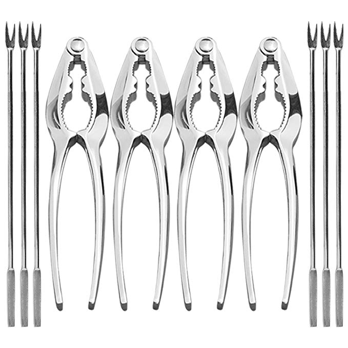 CoZroom Seafood Tools Set Nut Crackers of 10 Pcs Seafood Opener Tool Set, 4 Pcs Lobster Crackers/Crab Crackers and 6 Pcs Stainless Steel Seafood Forks/Picks
