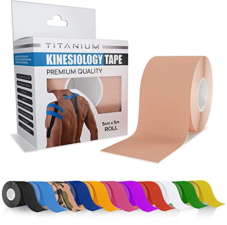 VifycimSports Kinesiology Tape - Elastic Water Resistant Tape for Support and Muscle Recovery - 5m Quality Sports Tape (Beige)