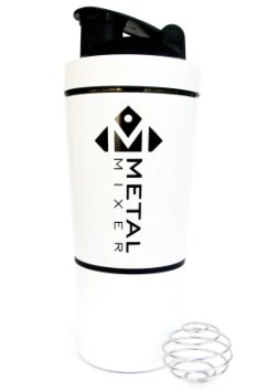 MetalMixer Original All-in-one System - Stainless Steel Shaker Bottle, Built-in Mixing Lid, and Twist-on Storage, 24 Ounce