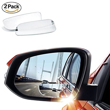 Car blind spot mirrors, ANIKUV 360°Adjustable Frameless Wide Angle Convex Blind Spot Rearview Mirror with 3M Adhesive and HD Convex Glass, Universal Vehicles Car Fit Stick-on Design (2 Pack)