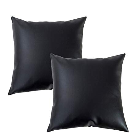 LAZAMYASA Pack of 2 Sofa Pillowcase Soft Batik Effect PU Faux leather Throw Pillowcase Home Decorative Chairs Cushion Both Side,2PCS