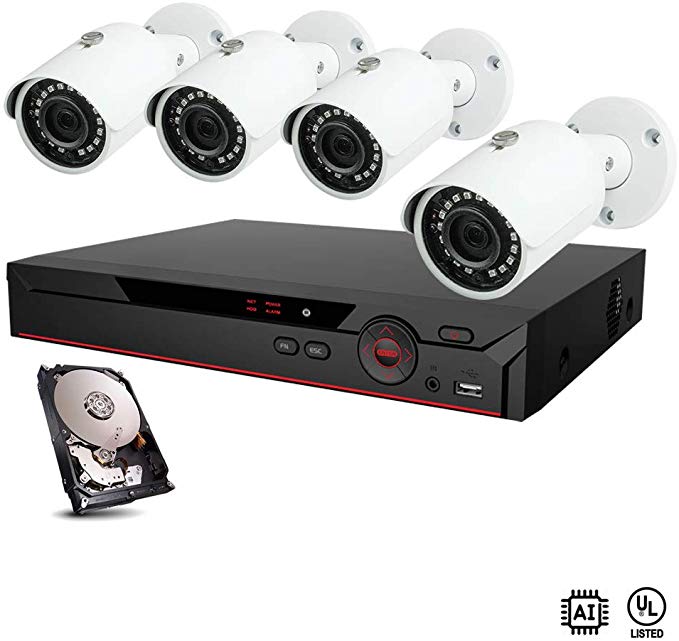DHTek Security Camera System 12CH (8 Channel DVR and 4 Channel NVR) Video Analytics, Up to 6MP, Commercial Grade, Smart IR Night Vision Cameras, Face Detection, 1TB HDD Installed