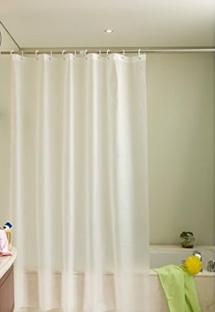 Eforgift Extra Long Anti-mildew Eco-friendly PEVA Shower Curtain Liner Waterproof No Fade Bath Curtain Stain Resistant with Hooks, Washable, White, 72-inch By 78-inch