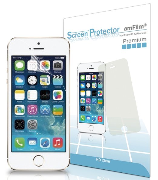 iPhone SE Screen Protector amFilm Screen Protector for iPhone SE 5 5S 5C Premium HD Clear Invisible 3-Pack Lifetime Warranty
