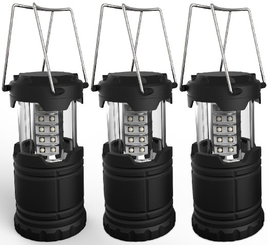 Portable LED Camping Lantern, Lemontec water resistant Ultra Bright 30 LED Lantern for Hiking, Emergencies, Hurricanes, Outages, Storms, Camping (3 AA Batteries), 3 Pack