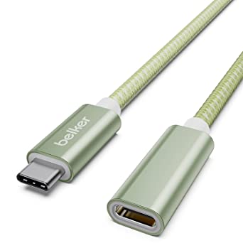 USB C Extension Cable (1.8M/6ft) Belkertech New Version USB3.2 (5gbps) Type C Male to Female Extension Charging & Sync for MacBook Pro 2021 M1 Pro M1Max Galaxy S21/Note 20 Pixel 6 Dell XPS Green