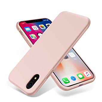 for iPhone XR Case,OTOFLY[Silky and Soft Touch Series] Premium Soft Silicone Rubber Full-Body Protective Bumper Case Compatible with Apple iPhone XR 6.1 inch - (Pink Sand)