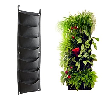 Amgate 7 Pockets Vertical Wall Garden Planter Wall-mounted Plant~ 11.8 in 40 in ~ for Indoor/outdoor Premium Strong & Durable Felt for Excellent Irrigation, Easy to Hang & Fill