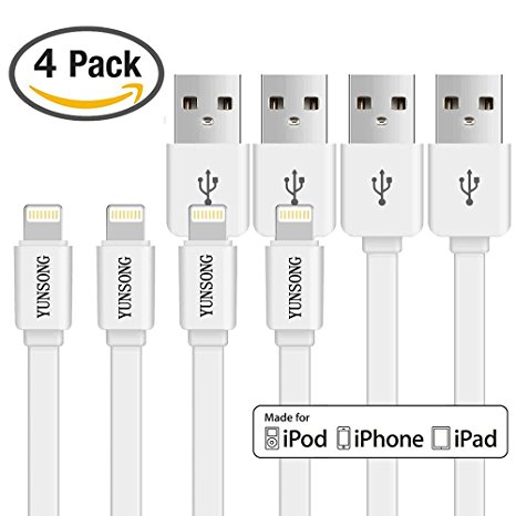 Lightning Cable, YUNSONG [4-PACK] (5FT/1.5M) Cord Charging Connector 8pin USB Charge and Sync for Apple iPhone 5/6/6s/7/Plus/iPad Mini/Air/Pro
