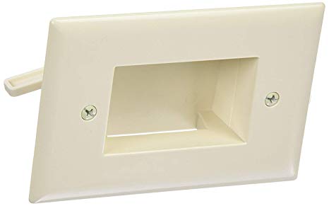 DataComm 45-0009-LA Easy Mount Recessed Low Voltage Cable Plate (Slim Fit, Lite Almond)