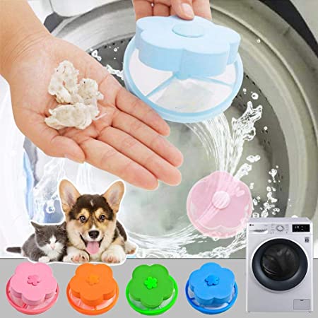 4 Pieces Reusable Washing Machine Lint Catcher Household Washing Machine Lint Mesh Bag Hair Filter Net Pouch
