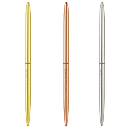 MEANJAN Rotate Metal Ball Pens, Medium Point, 1.0mm, Black Ink, Gold, Rose Gold, Silver, 3-Count