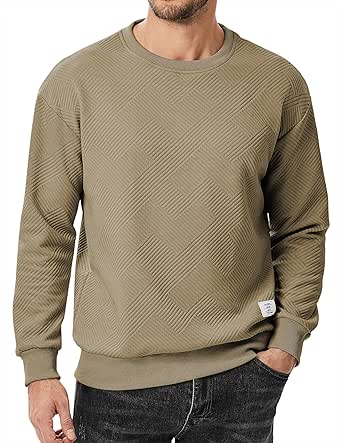 JMIERR Men's Crewneck Sweatshirt Casual Long Sleeve Geometric Texture Sweatshirts Fashion Pullover Shirts