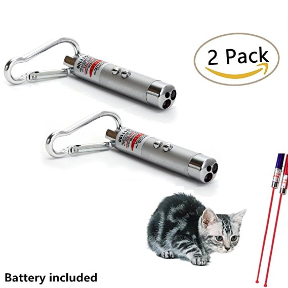 Alferdo Laser Pointer Chaser Toys for Cats, 3 in 1 Interactive LED Light For Pets Training and Exercise,2 Packs