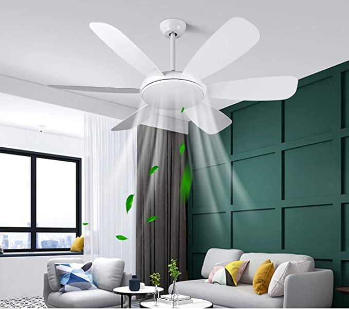 Albrillo Ventilatore da Soffitto con Lampada – Ø132 cm Lampadario Ventilatore con Telecomando, Super Silenzioso, 3 Temperatura di Colore e 6 Velocità del Vento, Timer e Funzione Inversione, con 6 Pale