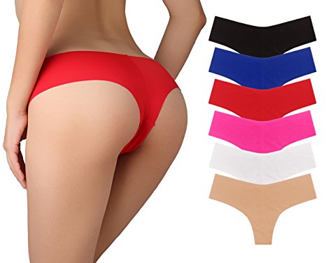 SHEKINI Bikini Underwear Soft Smooth Breathable Low Rise 6 Pack Cheekini Panty For Women