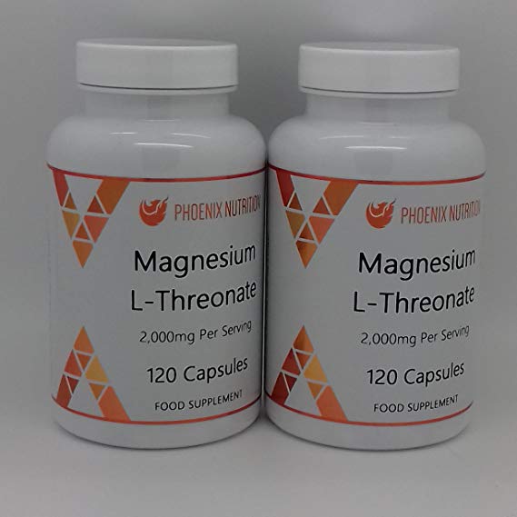 Magnesium L-Threonate 500mg x 240 Capsules (60 Servings) by Phoenix Nutrition
